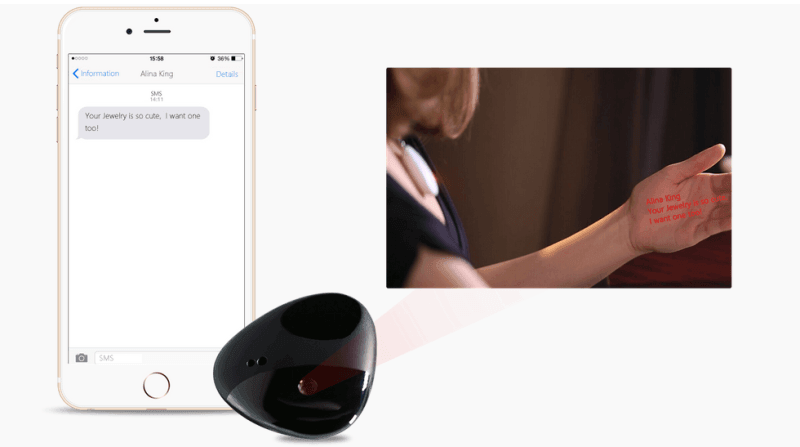 La start up Miragii a lancé un collier équipé d’un projecteur pour faciliter la vie des utilisateurs de smartphone. Toutes les notifications seront signalées directement via le pendentif.