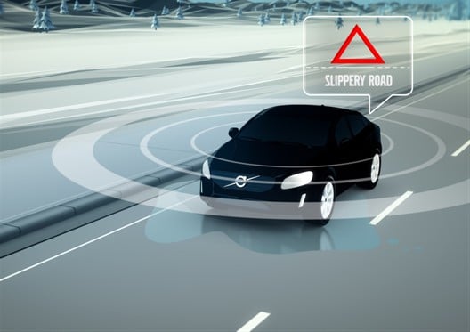 MWC Volvo technologie de détection de routes glissantes