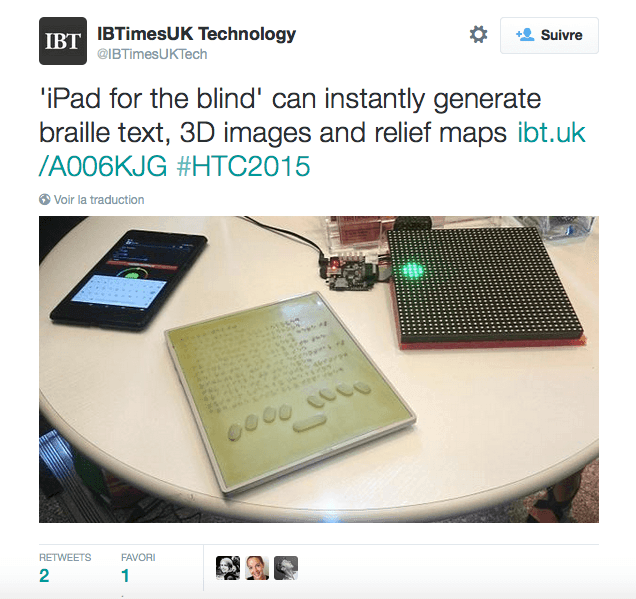 La tablette tactile entièrement en braille