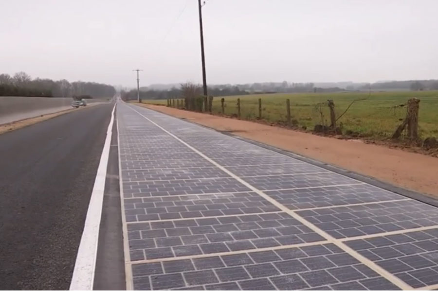 Route solaire Normandie dalles photovoltaïques résine énergie verte