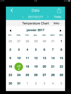 Utilisation application IFever Iphone calendrier test Fii smart thermometer