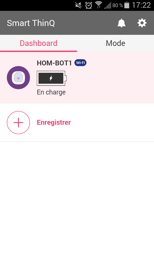 LG Hom-Bot Turbo plus Application menu de base