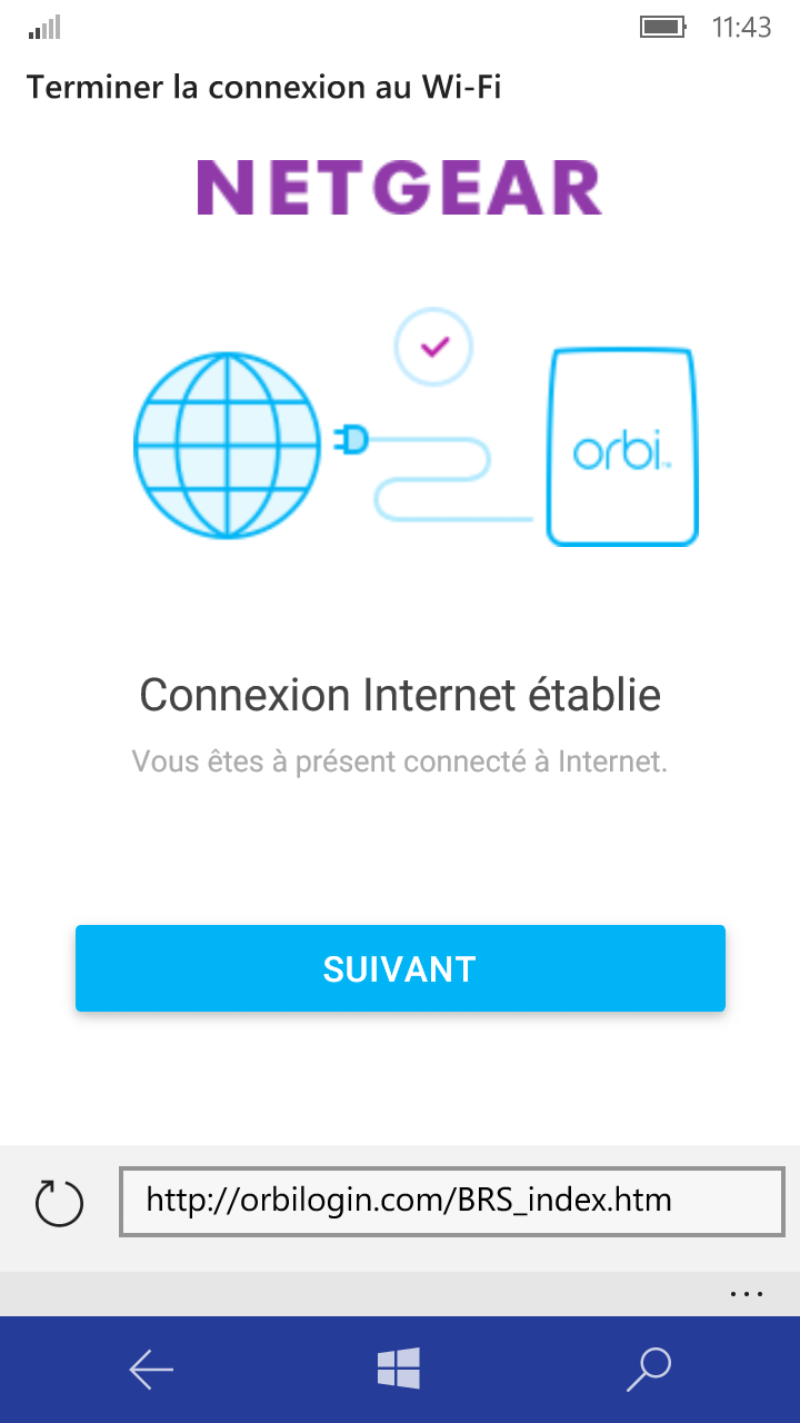 Connexion téléphone routeur Orbi Netgear