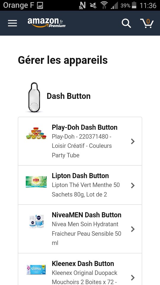 dash button amazon application choix du produit