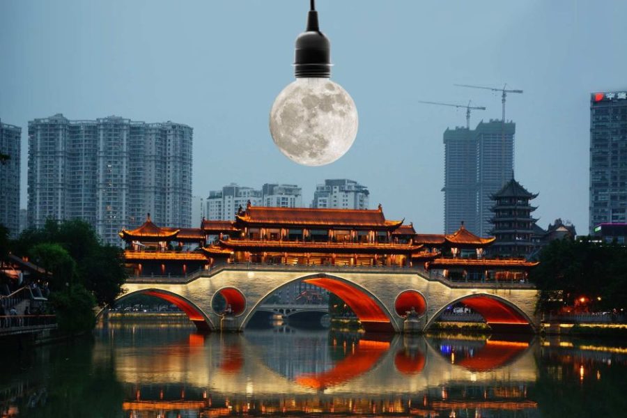 lune artificielle chine chengdu