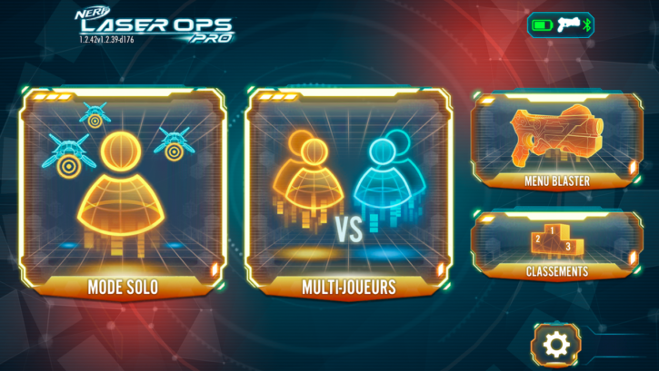 menu principal de l'application nerf Laser Ops Pro