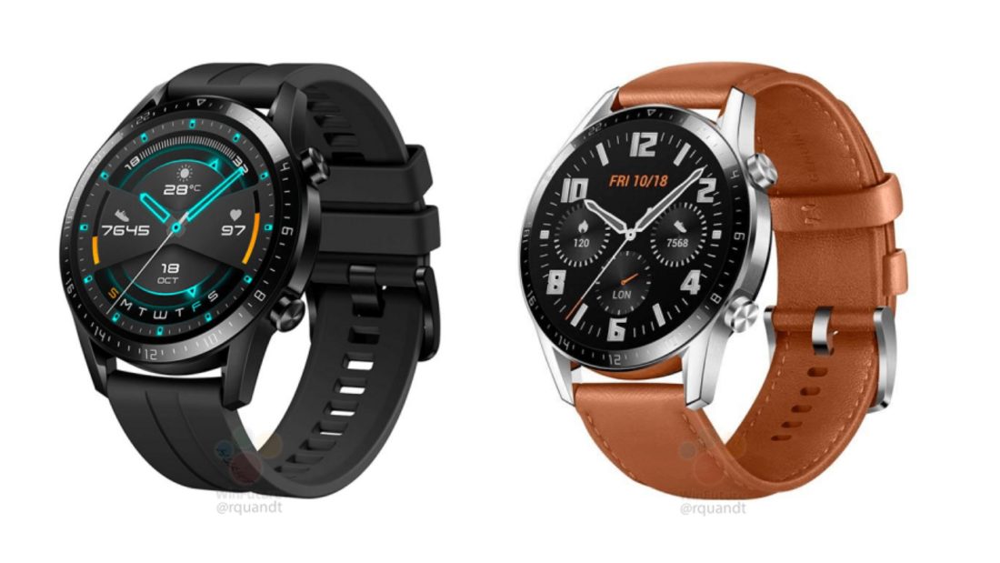 rendu de deux variantes de la montre connectée Huawei Watch GT 2