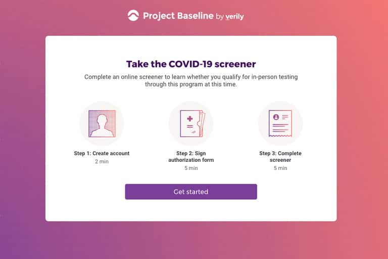 site web de google verily pour dépister le coronavirus