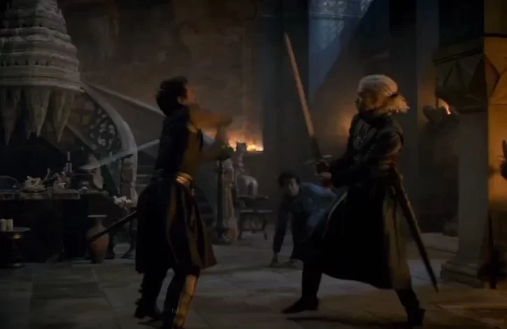 Dans l'épisode 7 de House of the Dragon, Qarl et Laenor se battent.