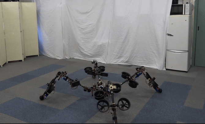 Le robot araignée volant SPIDAR posé au sol