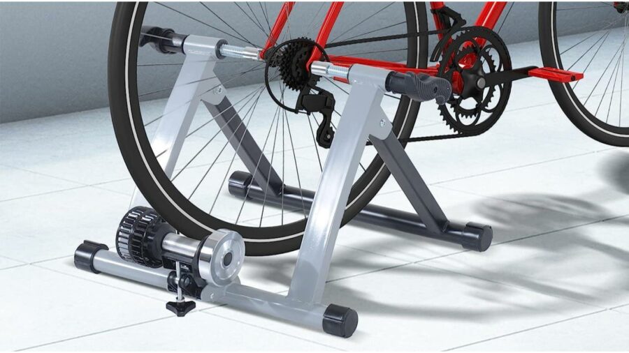 GOPLUS Home Trainer Vélo Pliable pour Roue 26-28’’ 700C,VTT,Support  d'entrainement,Vélo Route,Système à Double Verrouillage,sans Fil