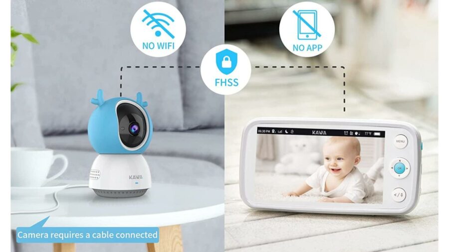 MONITEUR VIDÉO POUR bébé, HelloBaby Babyphone caméra avec Pan-Tilt