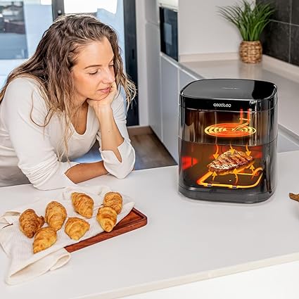 Friteuse à air sans huile Cuisine saine Double résistance Cuisson 3D Gril
