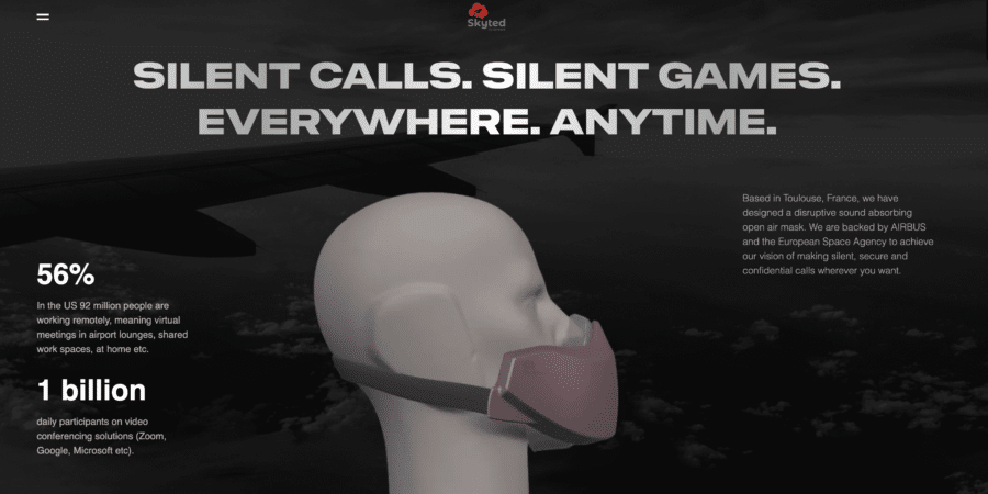 Masque de voyage silencieux Communication sécurisée Technologie acoustique aéronautique Skyted CES 2024