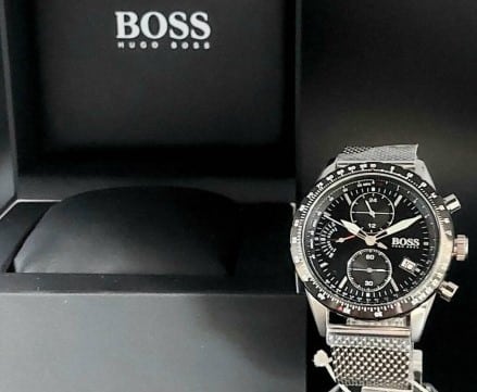 BOSS Montre Chronographe à Quartz pour Homme avec Bracelet milanais en Acier Inoxydable argenté