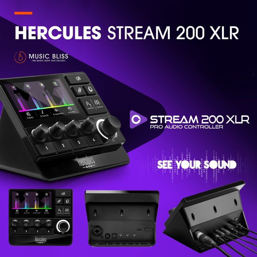 contrôleur audio pro, streaming en temps réel, Hercules Stream 200 XLR
