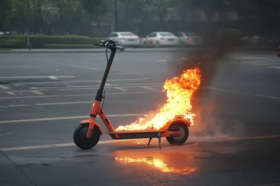 Un scooter électrique explose et crée la panique dans un parking !