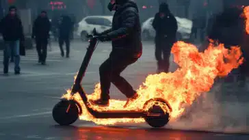 Un scooter électrique explose et crée la panique dans un parking !