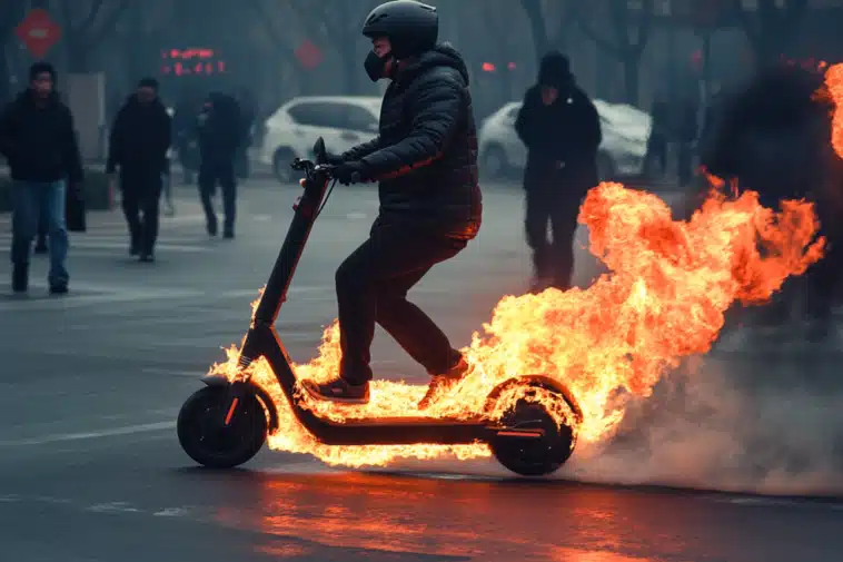 Un scooter électrique explose et crée la panique dans un parking !