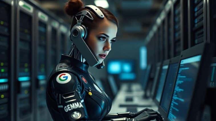femme android faisant de multiples tâches en ligne