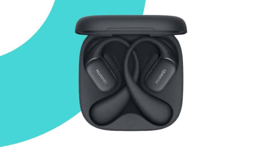 Les Huawei FreeArc dans leur boîtier de charge