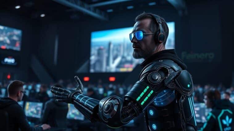 homme android qui coach des gamers