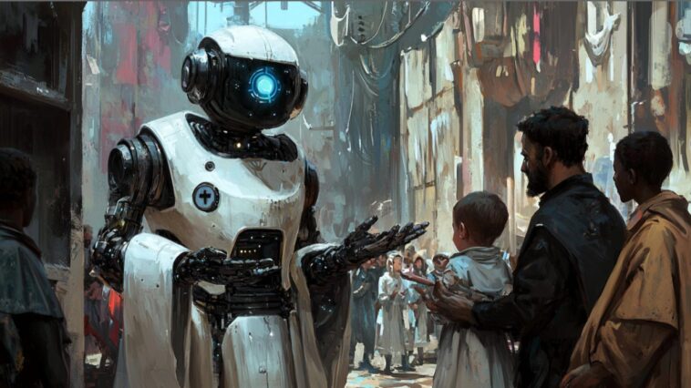 robot ia envoyé par l'église pour protéger des enfants