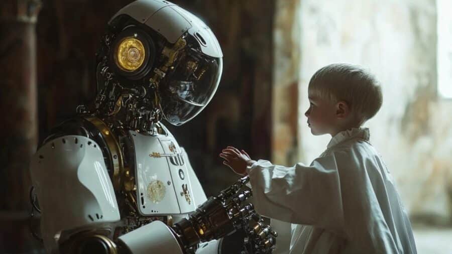 robot ia envoyé par l'église pour protéger des enfants