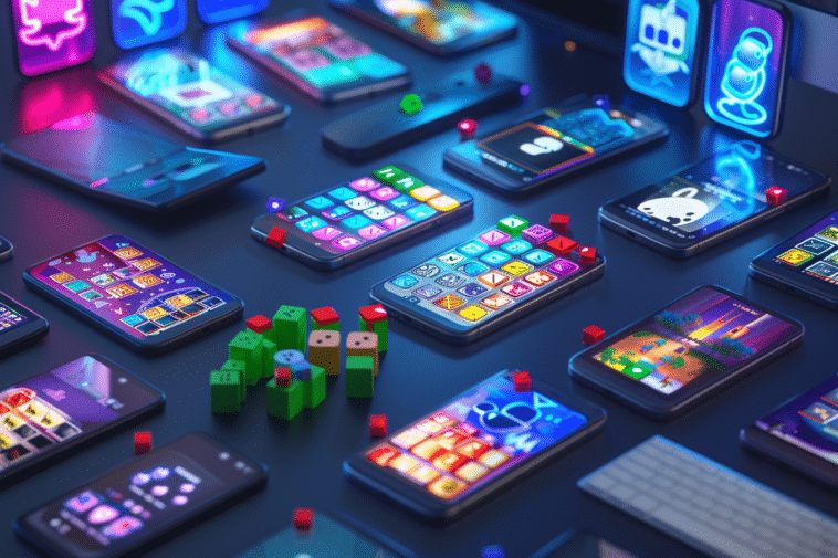 Plusieurs smartphones avec des jeux mobiles gratuits sur leur écran