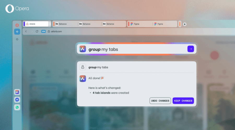 Découvrez AI Tab Commands d'Opera One !