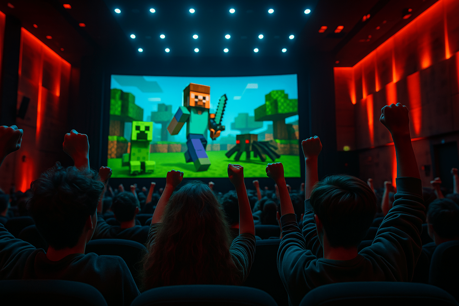 Cris et pop-corn en l’air l’ambiance explosive du film Minecraft