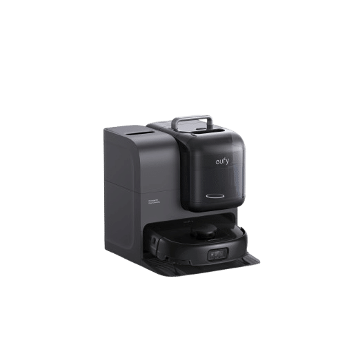 Le robot aspirateur Eufy E28 Omni sur fond blanc