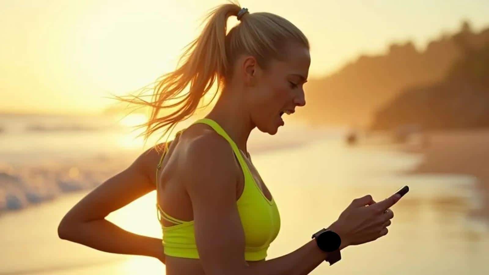 jeune femme portant une smartwatch Garmin