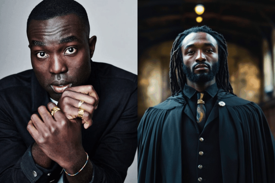 Comparaison visuelle entre Paapa Essiedu, nouveau Snape dans la série Harry Potter, et une image générée en IA du personnage.