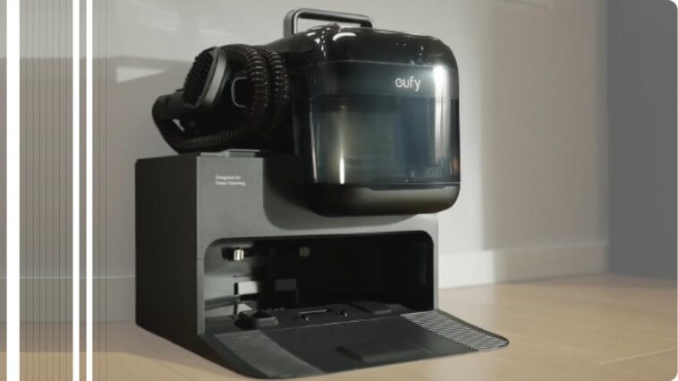 La station de base et le nettoyeur détachable de l'Eufy E28 Omni