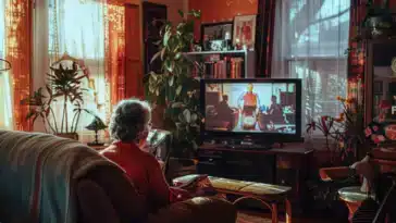Femme regardant sa série préférée sur Tubi