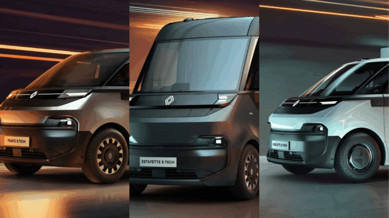 La Renault Estafette se dévoile avec deux véhicules utilitaires de l'autre côté de la Manche