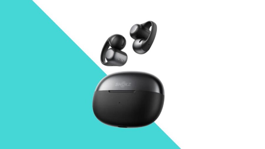 Une photo des écouteurs Shokz OpenDots One à côté de leur étui