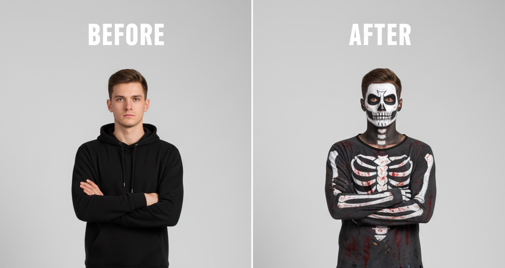 Costumes Halloween IA - avant et après