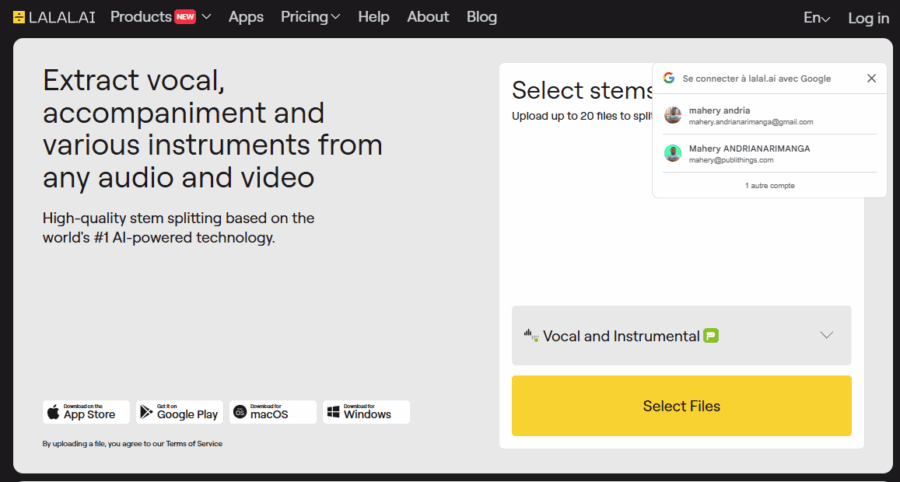 IA qui transforme la voix - Lalal AI