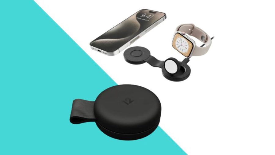 Le chargeur sans fil Twelve South Butterfly SE avec téléphone et Apple Watch