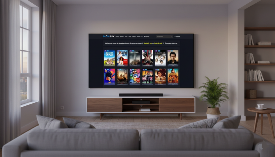 Télé avec interface Sadisflix dans un salon