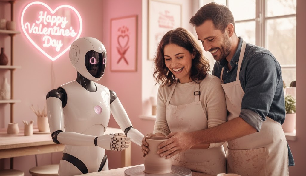 IA et Saint-Valentin - couple en poterie