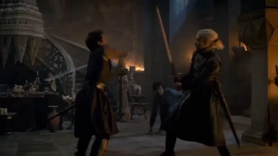 Dans l’épisode 7 de House of the Dragon, Qarl et Laenor se battent.