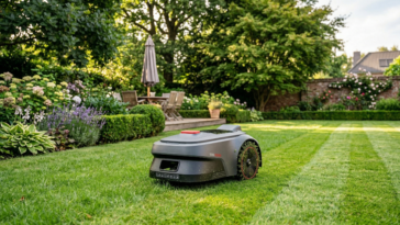 Le robot tondeuse MOVA ViAX 250 en action.