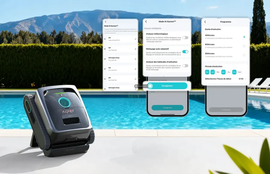 L'interface de l'application dédiée pour piloter le robot de piscine Aiper Scuba V3.
