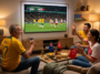 Groupe de supporters célébrant devant un match Australie contre Turquie à la télévision pendant la Coupe du Monde 2026.