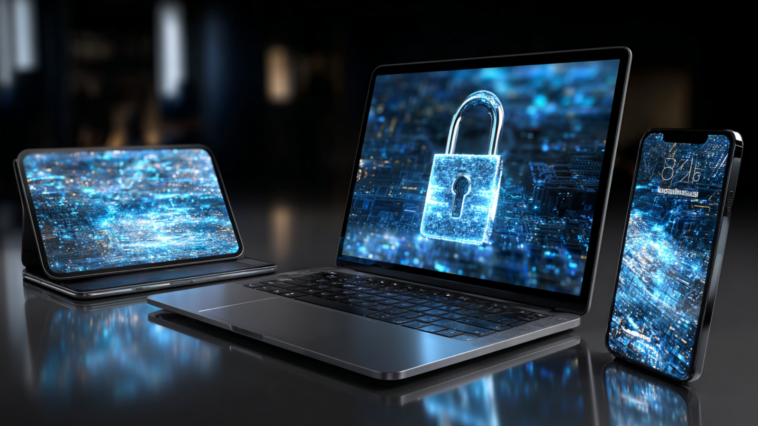 Appareils connectés protégés et illustrés un par un système de protection de mots de passe