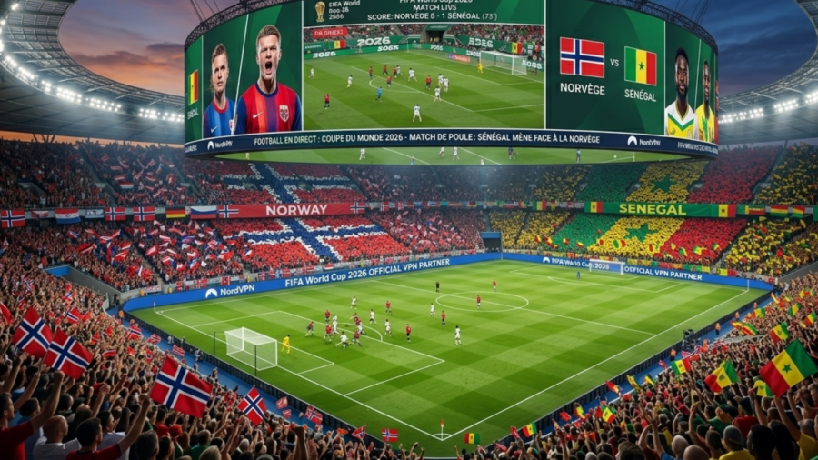 Vue panoramique d'un stade rempli de supporters lors du match de la Coupe du Monde FIFA 2026 Norvège contre Sénégal.