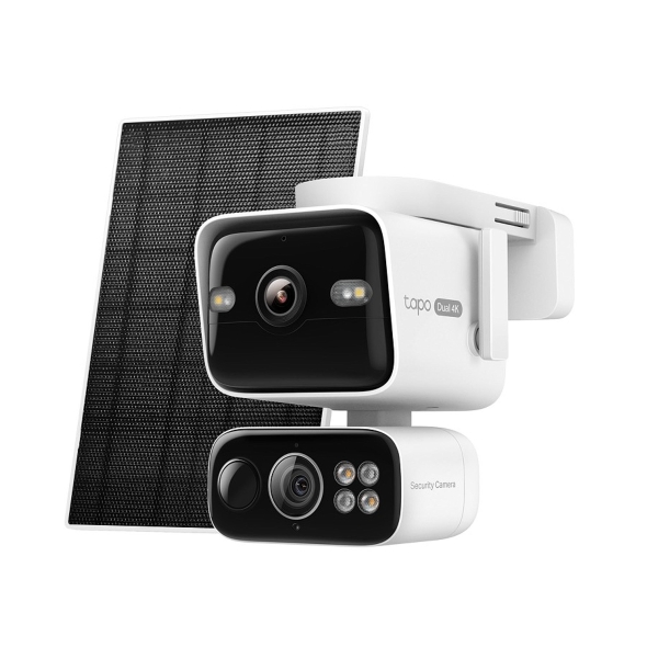 Caméra de sécurité à double objectif Tapo C675D KIT et son panneau solaire.